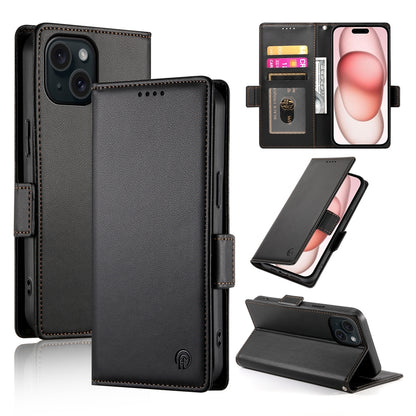 iPhone 15 Magnetic Leather Wallet Case with Card Slots, Stand Function & Full Protection