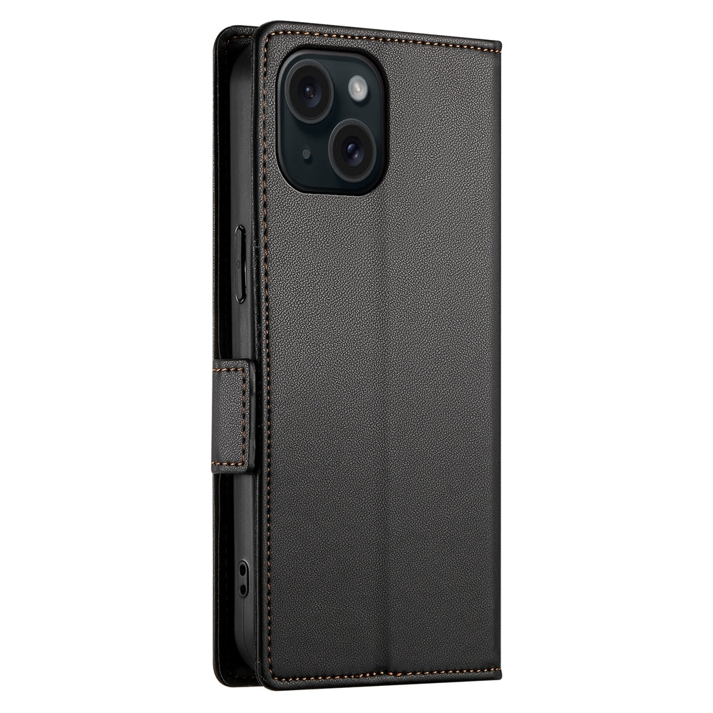 iPhone 15 Magnetic Leather Wallet Case with Card Slots, Stand Function & Full Protection