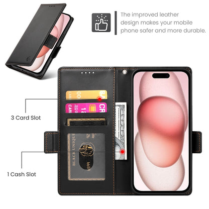 iPhone 15 Magnetic Leather Wallet Case with Card Slots, Stand Function & Full Protection