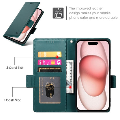 iPhone 15 Magnetic Leather Wallet Case with Card Slots, Stand Function & Full Protection