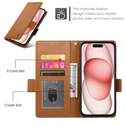 iPhone 15 Magnetic Leather Wallet Case with Card Slots, Stand Function & Full Protection