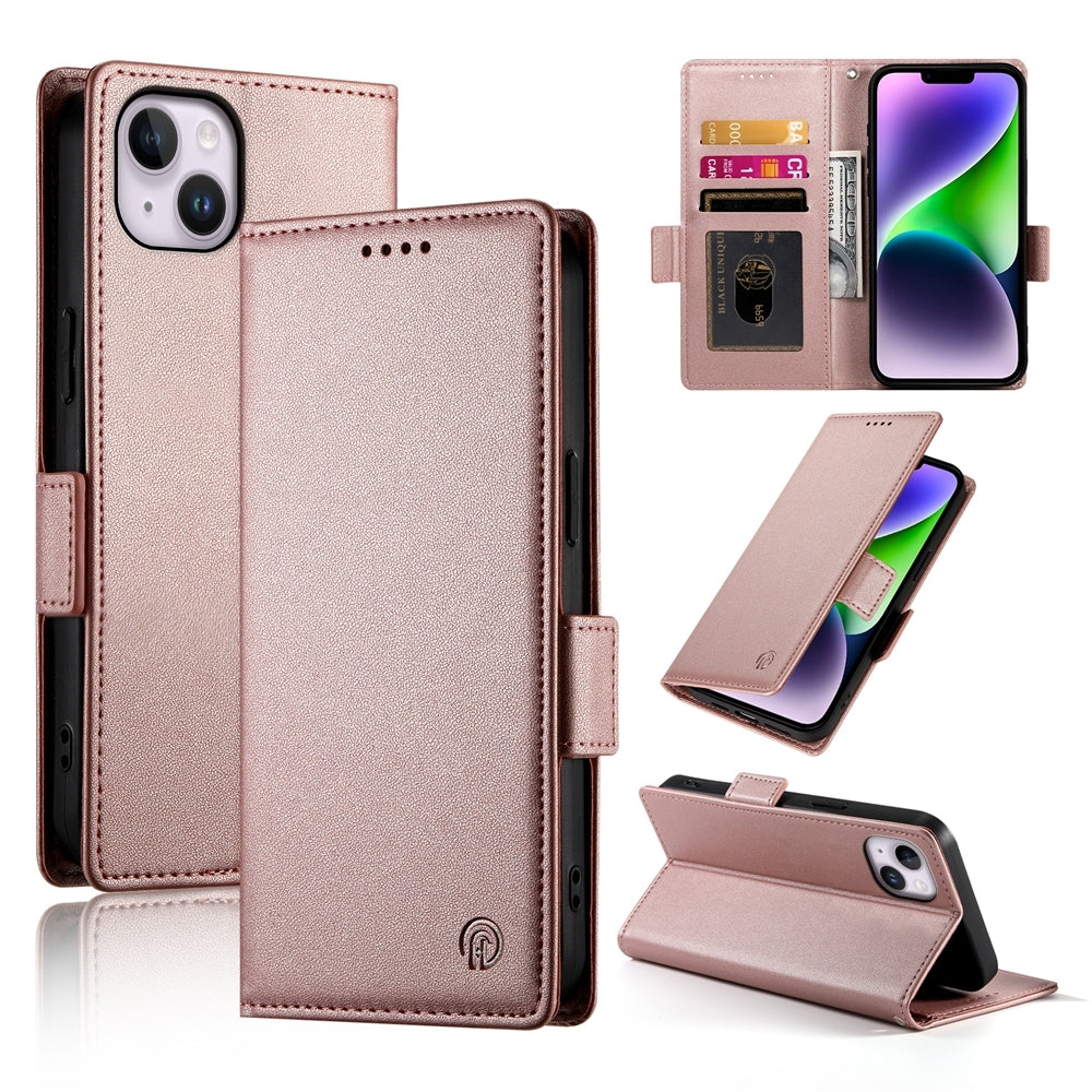 iPhone 14 Plus Magnetic Leather Wallet Case with Card Slots, Stand Function & Full Protection