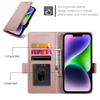 iPhone 14 Plus Magnetic Leather Wallet Case with Card Slots, Stand Function & Full Protection