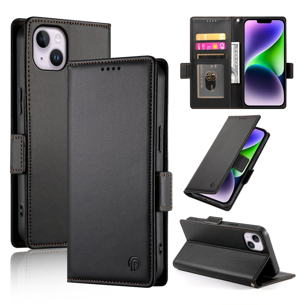 iPhone 14 Plus Magnetic Leather Wallet Case with Card Slots, Stand Function & Full Protection