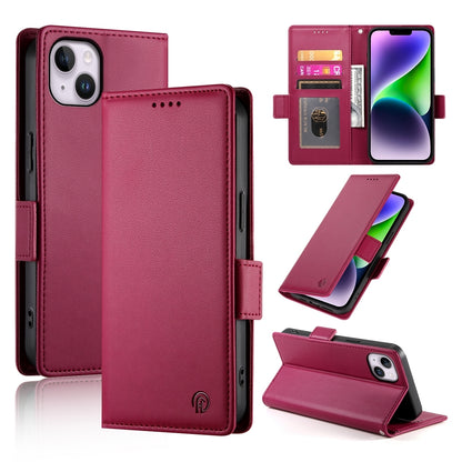 iPhone 14 Plus Magnetic Leather Wallet Case with Card Slots, Stand Function & Full Protection