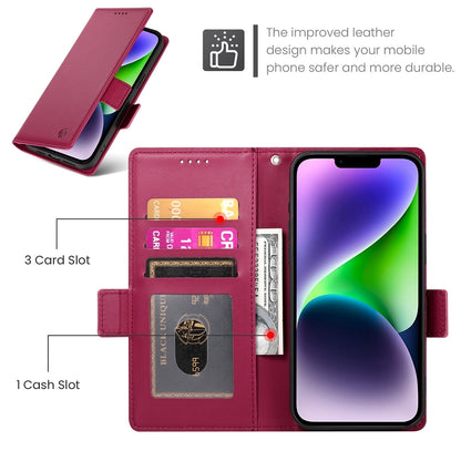 iPhone 14 Plus Magnetic Leather Wallet Case with Card Slots, Stand Function & Full Protection
