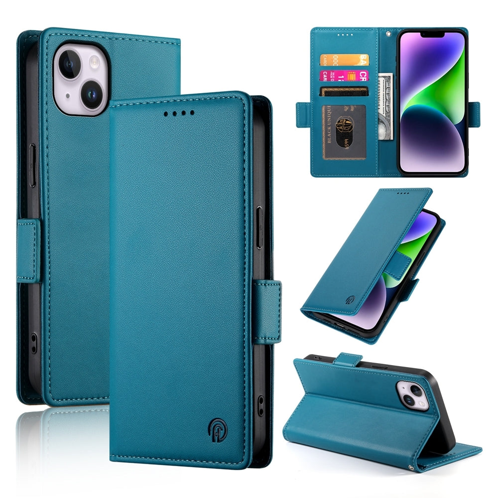 iPhone 14 Plus Magnetic Leather Wallet Case with Card Slots, Stand Function & Full Protection
