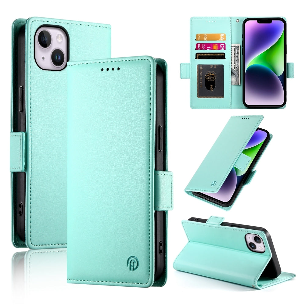iPhone 14 Plus Magnetic Leather Wallet Case with Card Slots, Stand Function & Full Protection