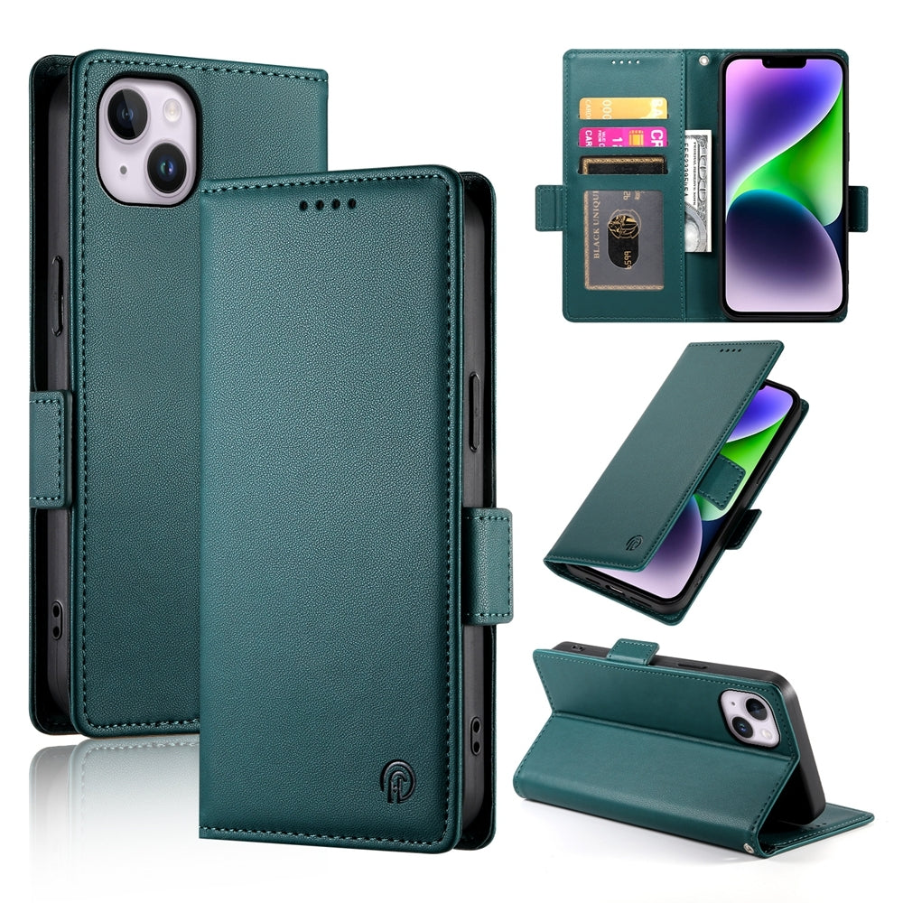 iPhone 14 Plus Magnetic Leather Wallet Case with Card Slots, Stand Function & Full Protection