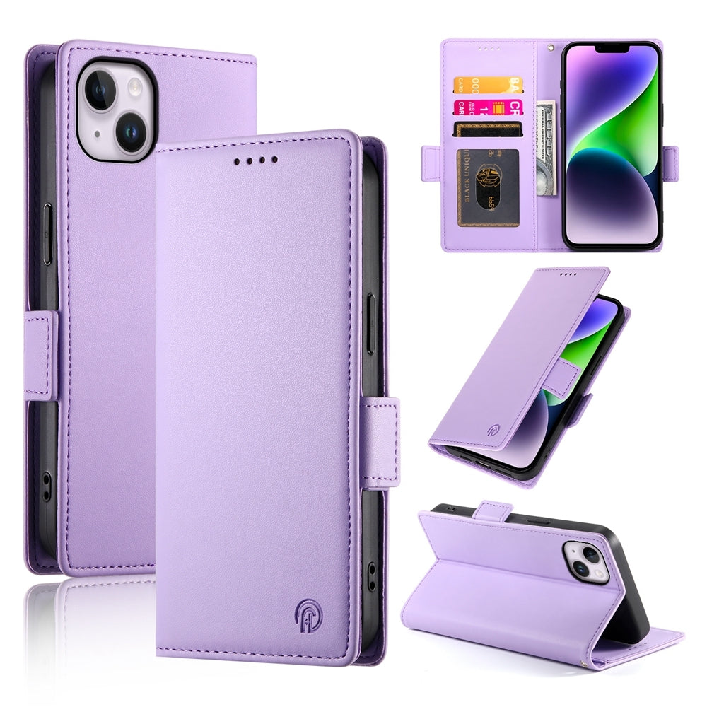 iPhone 14 Plus Magnetic Leather Wallet Case with Card Slots, Stand Function & Full Protection