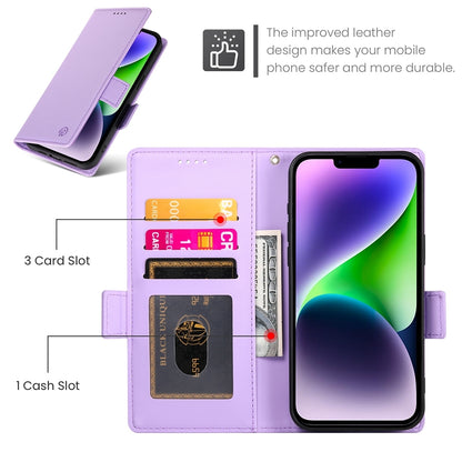 iPhone 14 Plus Magnetic Leather Wallet Case with Card Slots, Stand Function & Full Protection
