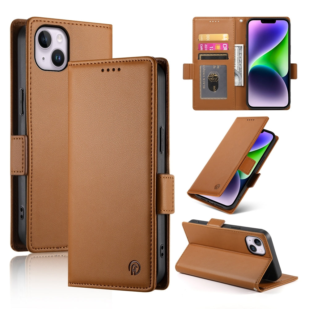 iPhone 14 Plus Magnetic Leather Wallet Case with Card Slots, Stand Function & Full Protection