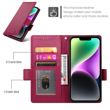iPhone 14 Magnetic Leather Wallet Case with Card Slots, Stand Function & Full Protection