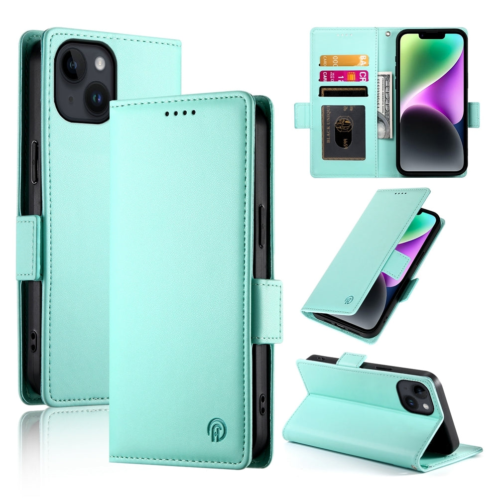 iPhone 14 Magnetic Leather Wallet Case with Card Slots, Stand Function & Full Protection
