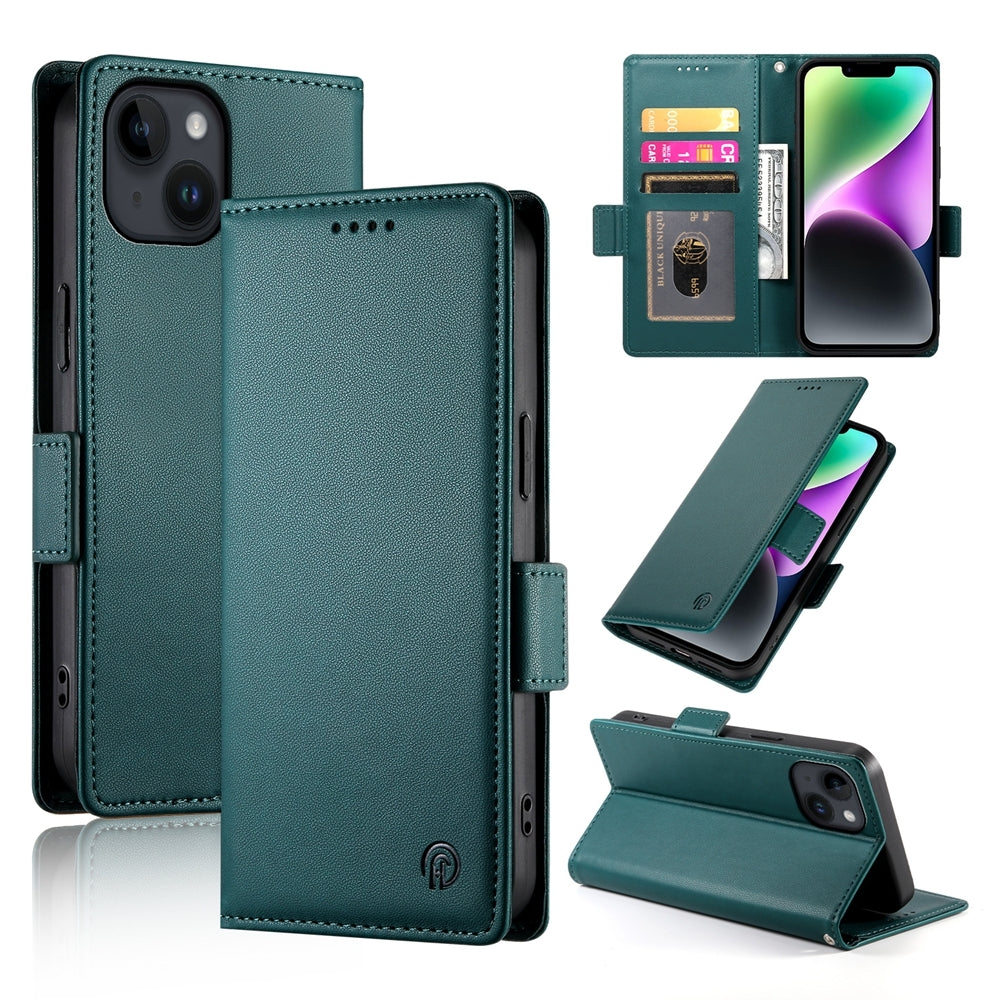 iPhone 14 Magnetic Leather Wallet Case with Card Slots, Stand Function & Full Protection