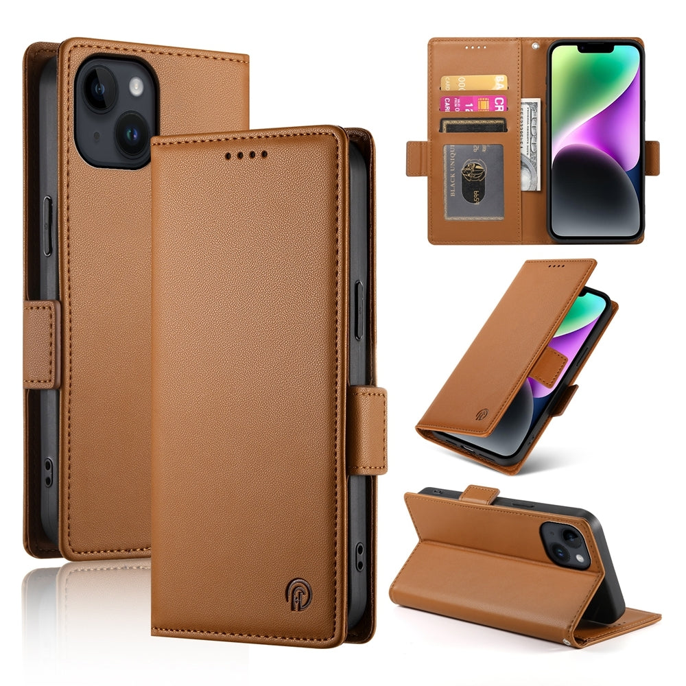 iPhone 14 Magnetic Leather Wallet Case with Card Slots, Stand Function & Full Protection