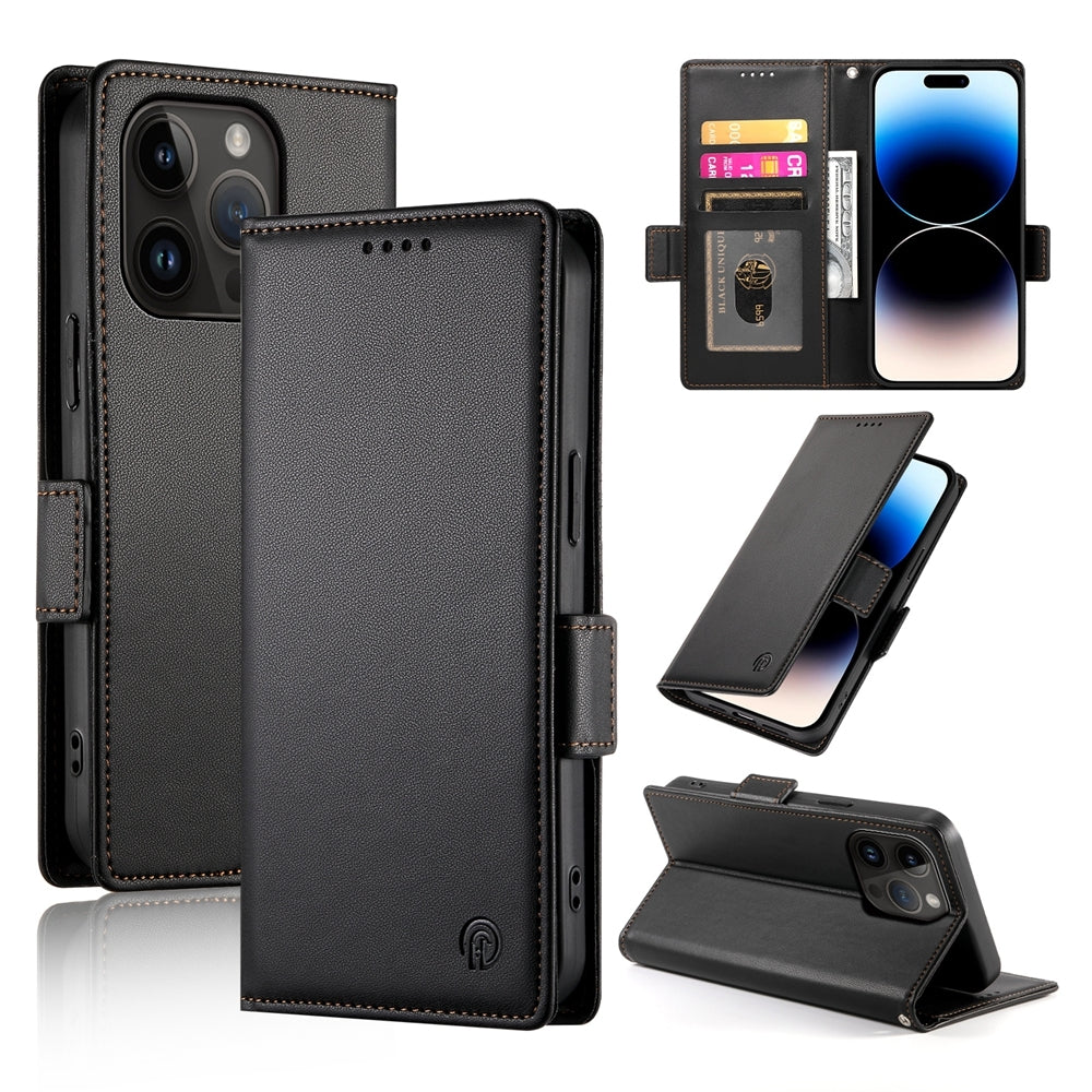 iPhone 14 Pro Magnetic Leather Wallet Case with Card Slots, Stand Function & Full Protection