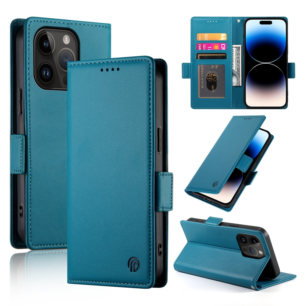 iPhone 14 Pro Magnetic Leather Wallet Case with Card Slots, Stand Function & Full Protection