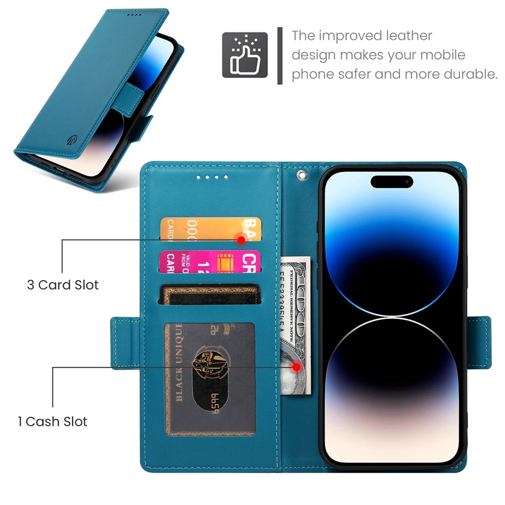 iPhone 14 Pro Magnetic Leather Wallet Case with Card Slots, Stand Function & Full Protection