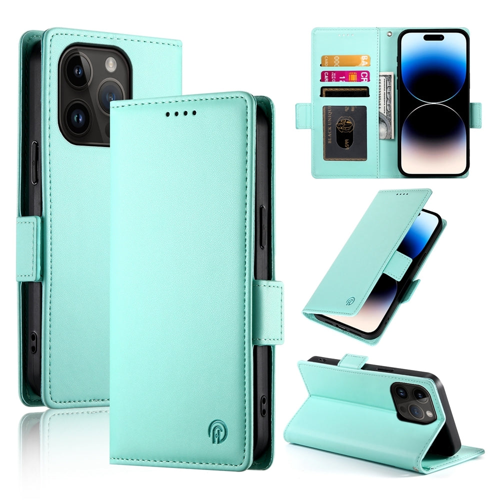 iPhone 14 Pro Magnetic Leather Wallet Case with Card Slots, Stand Function & Full Protection