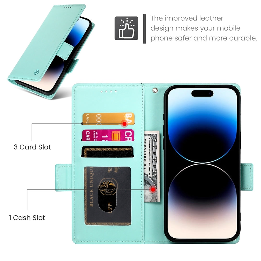iPhone 14 Pro Magnetic Leather Wallet Case with Card Slots, Stand Function & Full Protection