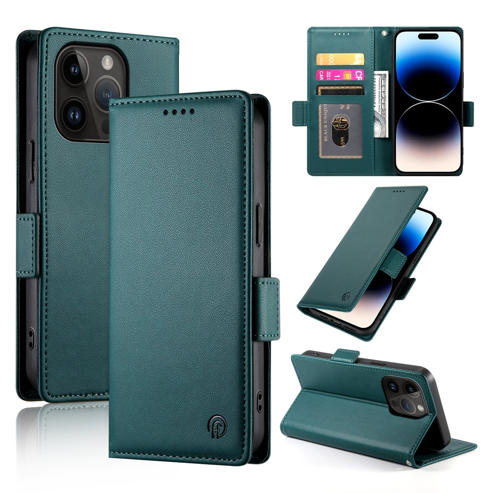 iPhone 14 Pro Magnetic Leather Wallet Case with Card Slots, Stand Function & Full Protection