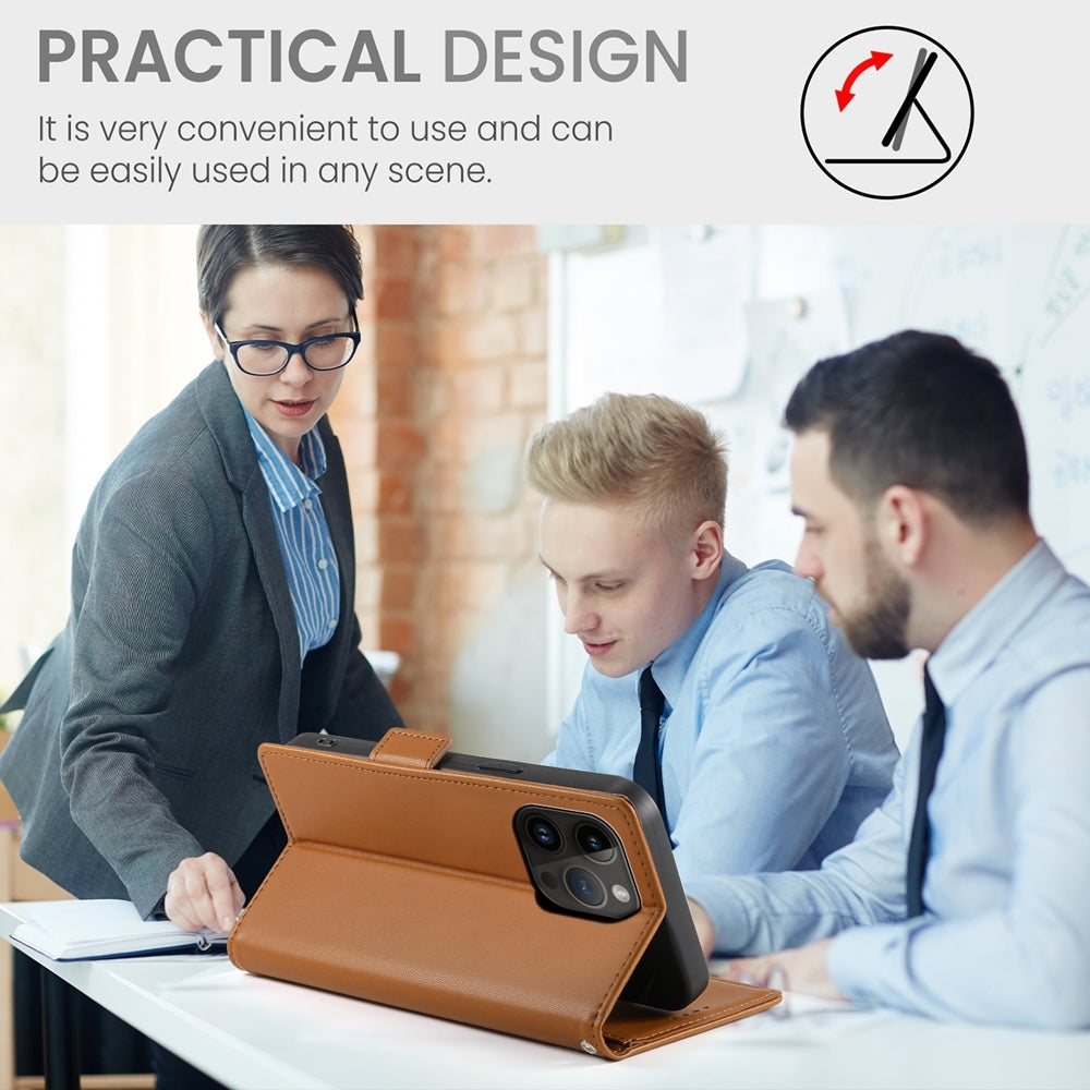 iPhone 14 Pro Magnetic Leather Wallet Case with Card Slots, Stand Function & Full Protection