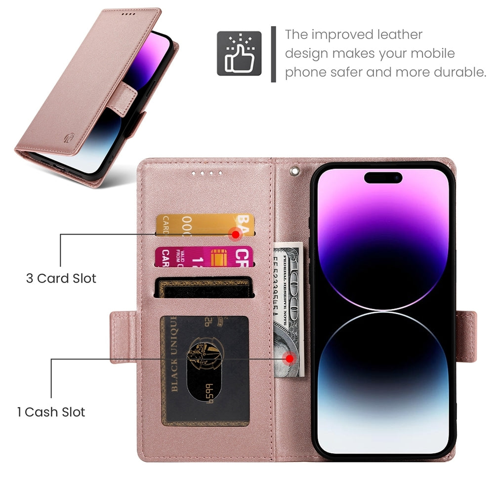 iPhone 14 Pro Max Magnetic Leather Wallet Case with Card Slots, Stand Function & Full Protection