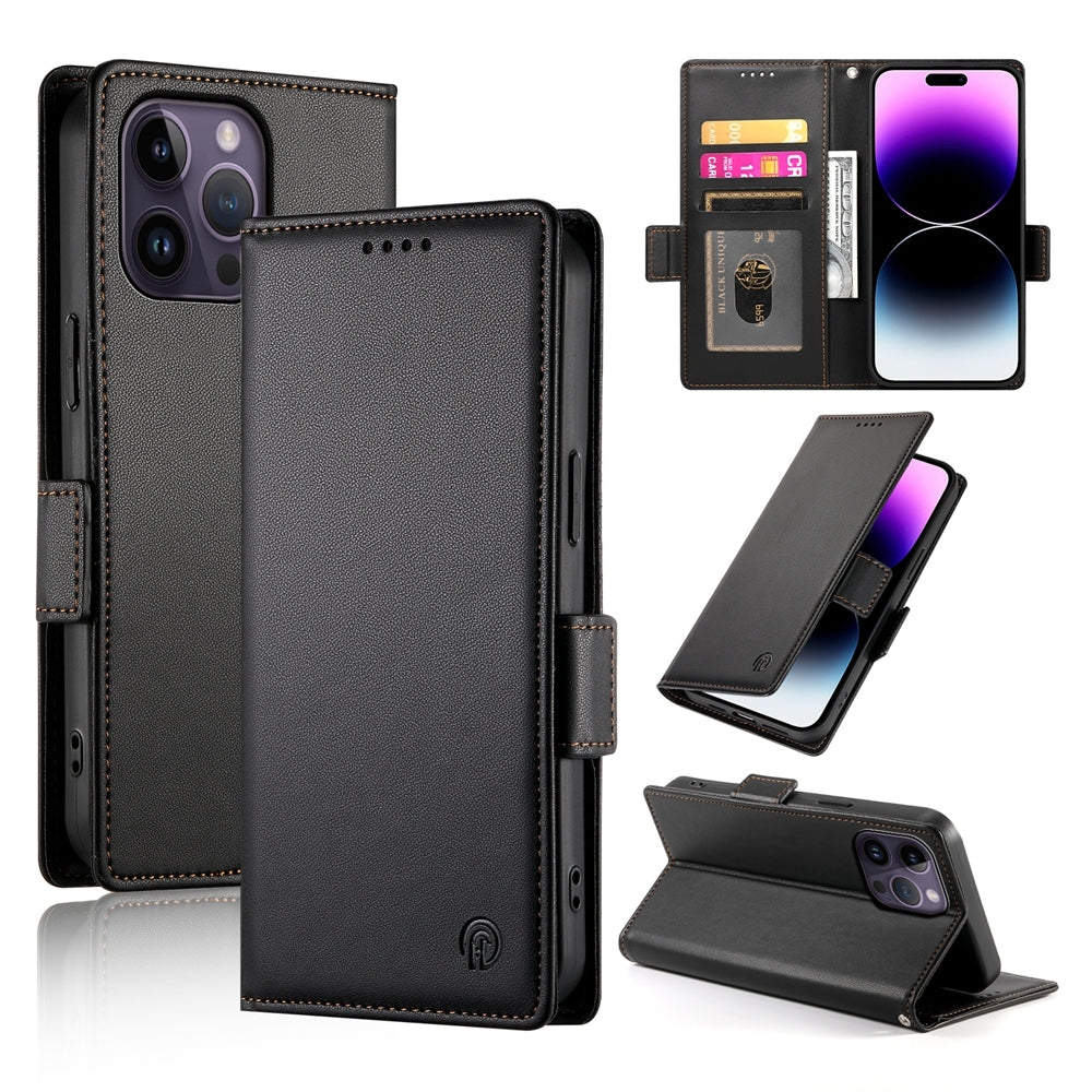 iPhone 14 Pro Max Magnetic Leather Wallet Case with Card Slots, Stand Function & Full Protection