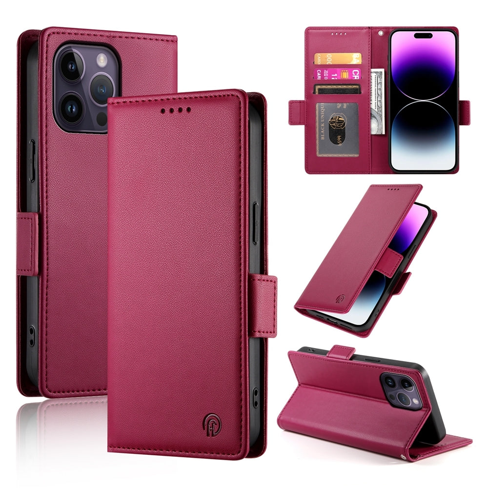 iPhone 14 Pro Max Magnetic Leather Wallet Case with Card Slots, Stand Function & Full Protection