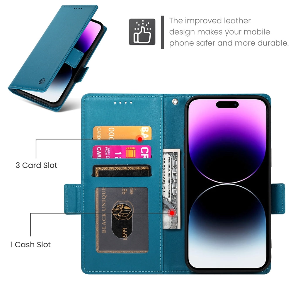 iPhone 14 Pro Max Magnetic Leather Wallet Case with Card Slots, Stand Function & Full Protection