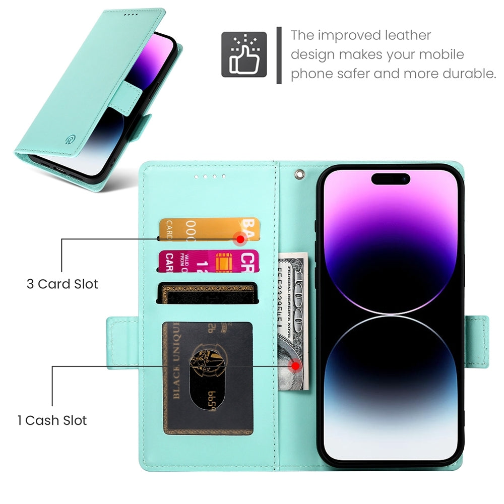 iPhone 14 Pro Max Magnetic Leather Wallet Case with Card Slots, Stand Function & Full Protection