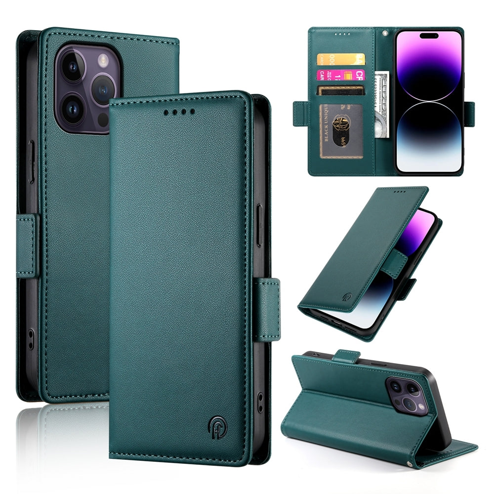 iPhone 14 Pro Max Magnetic Leather Wallet Case with Card Slots, Stand Function & Full Protection