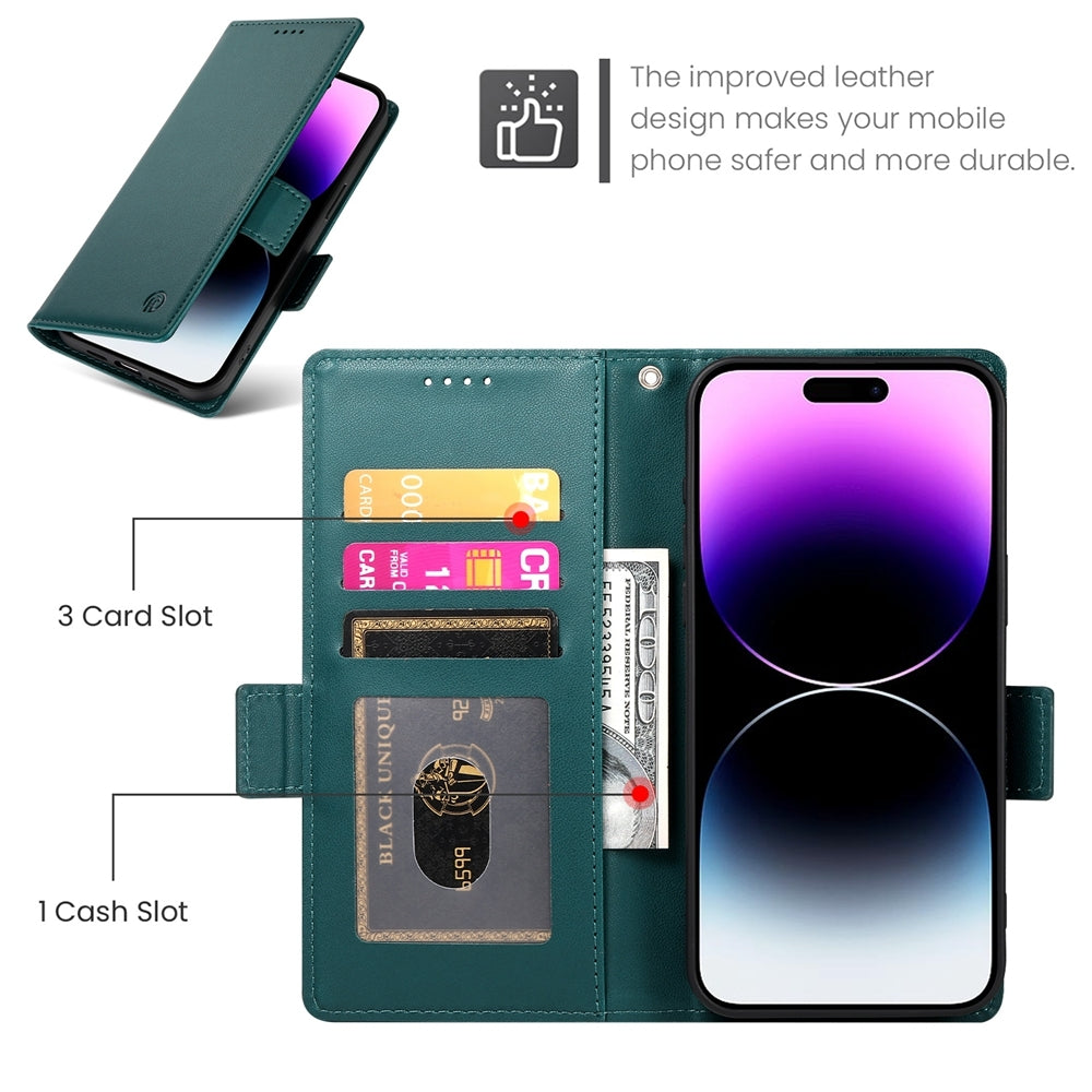 iPhone 14 Pro Max Magnetic Leather Wallet Case with Card Slots, Stand Function & Full Protection