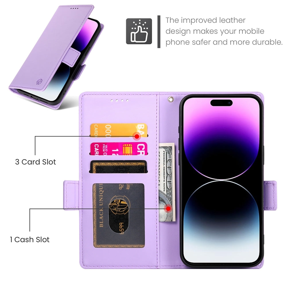 iPhone 14 Pro Max Magnetic Leather Wallet Case with Card Slots, Stand Function & Full Protection