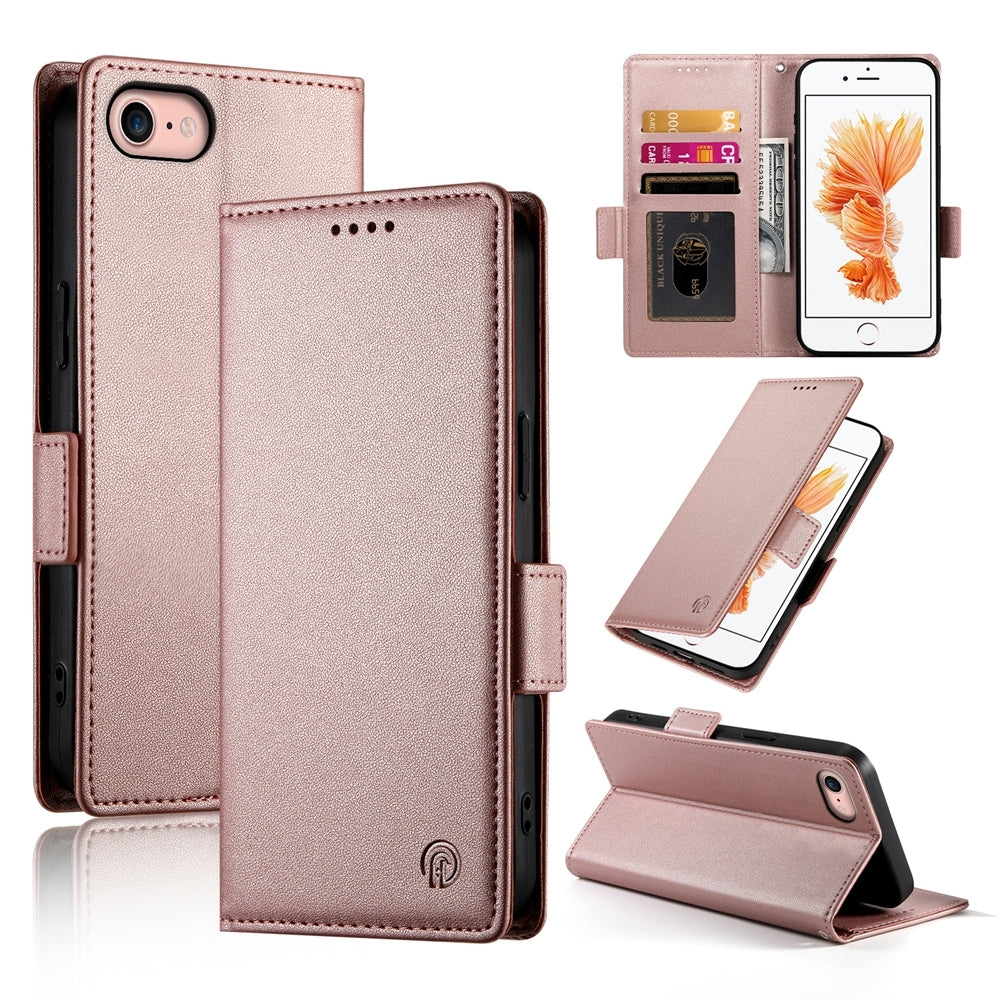 iPhone SE 2022 Magnetic Leather Wallet Case with Card Slots, Stand Function & Full Protection