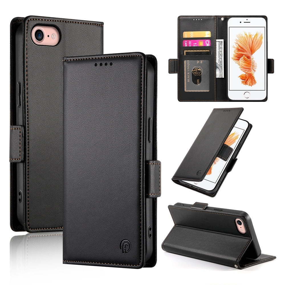 iPhone SE 2022 Magnetic Leather Wallet Case with Card Slots, Stand Function & Full Protection