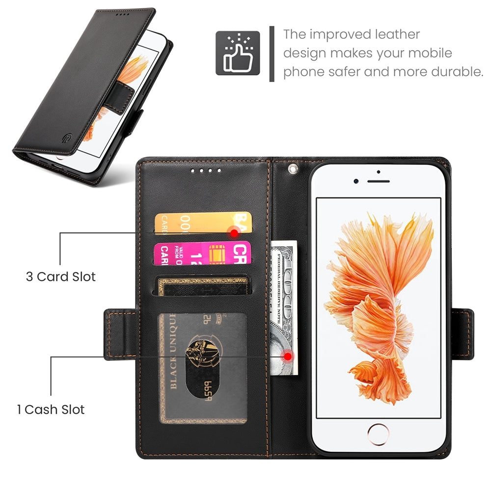 iPhone SE 2020 Magnetic Leather Wallet Case with Card Slots, Stand Function & Full Protection