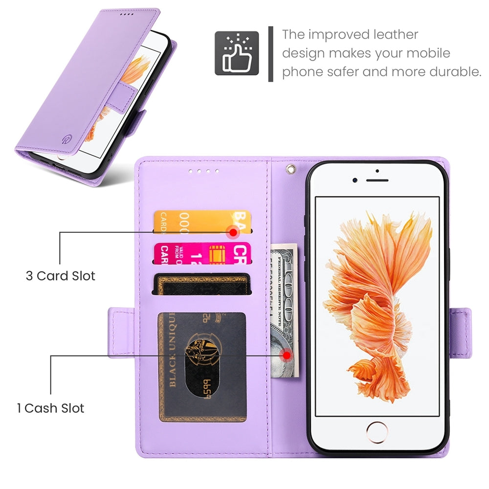 iPhone SE 2020 Magnetic Leather Wallet Case with Card Slots, Stand Function & Full Protection