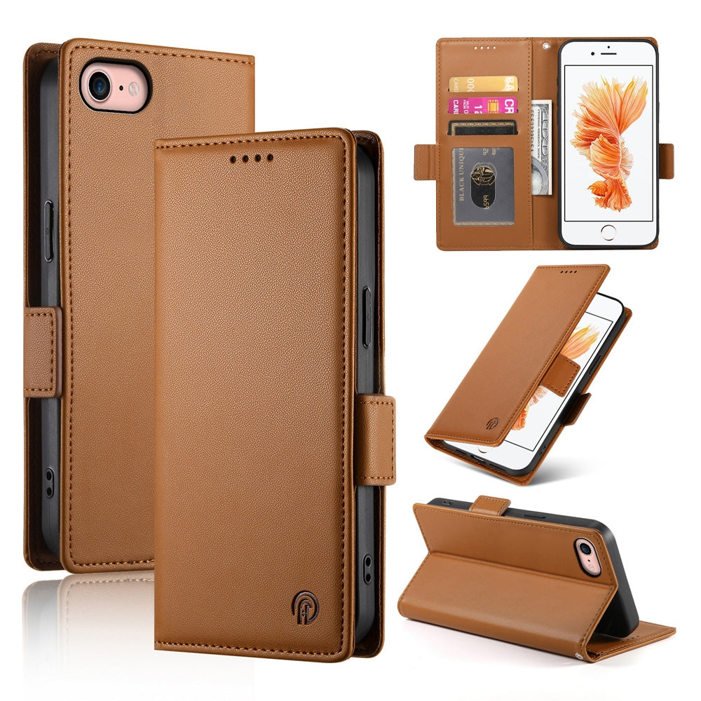 iPhone SE 2022 Magnetic Leather Wallet Case with Card Slots, Stand Function & Full Protection