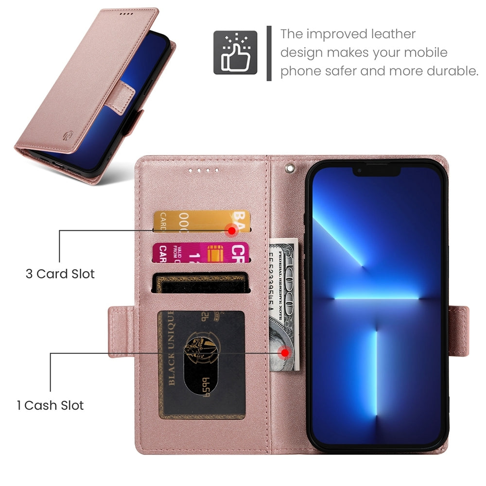 iPhone 13 Pro Max Magnetic Leather Wallet Case with Card Slots, Stand Function & Full Protection