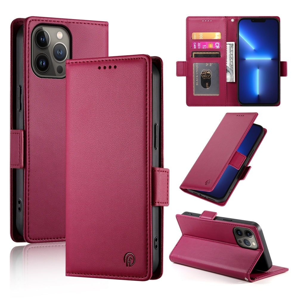 iPhone 13 Pro Max Magnetic Leather Wallet Case with Card Slots, Stand Function & Full Protection