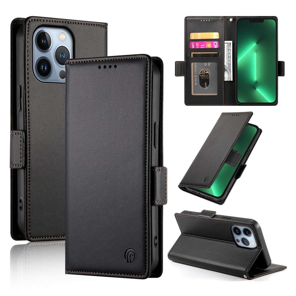 iPhone 13 Pro Magnetic Leather Wallet Case with Card Slots, Stand Function & Full Protection