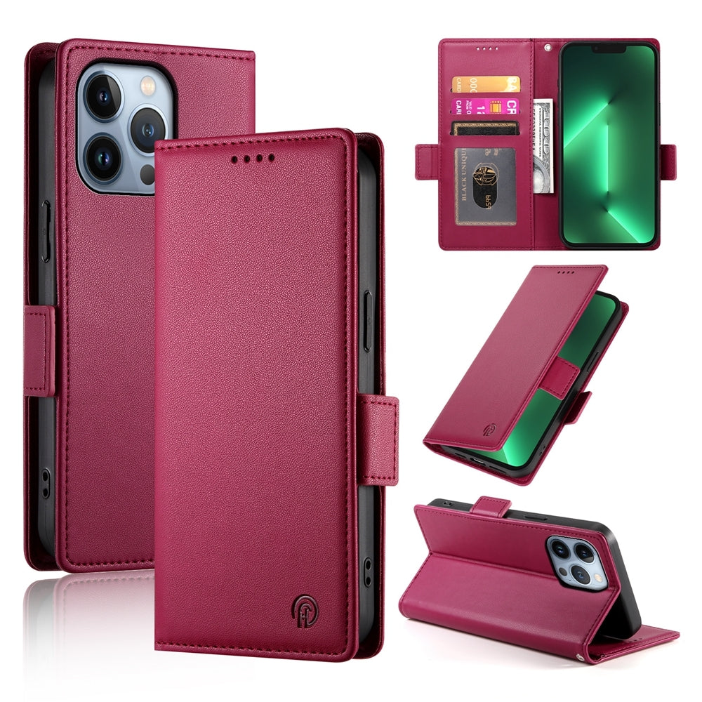 iPhone 13 Pro Magnetic Leather Wallet Case with Card Slots, Stand Function & Full Protection