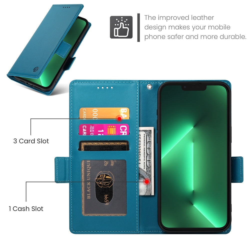 iPhone 13 Pro Magnetic Leather Wallet Case with Card Slots, Stand Function & Full Protection