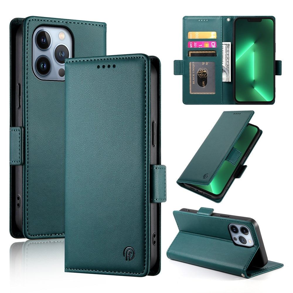 iPhone 13 Pro Magnetic Leather Wallet Case with Card Slots, Stand Function & Full Protection