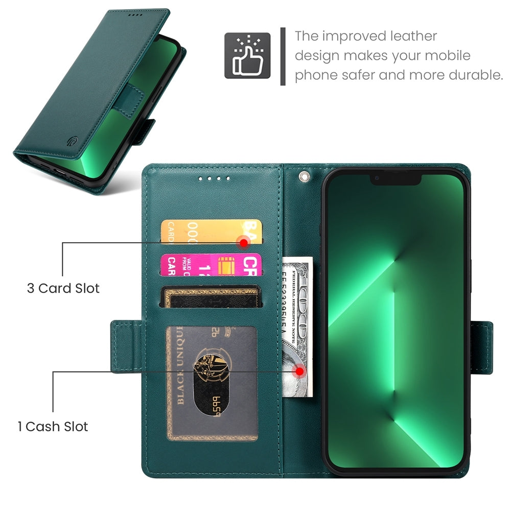 iPhone 13 Pro Magnetic Leather Wallet Case with Card Slots, Stand Function & Full Protection