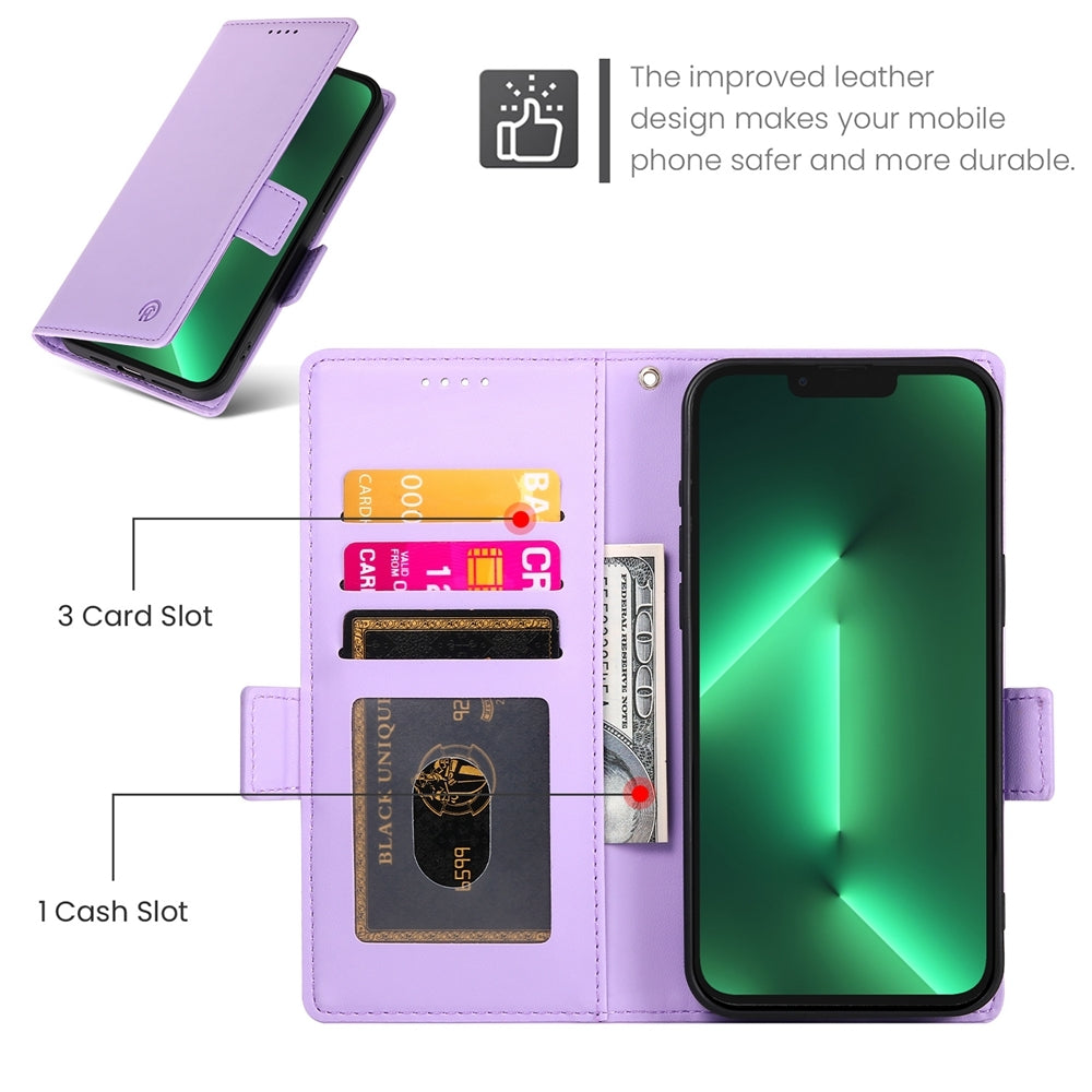 iPhone 13 Pro Magnetic Leather Wallet Case with Card Slots, Stand Function & Full Protection
