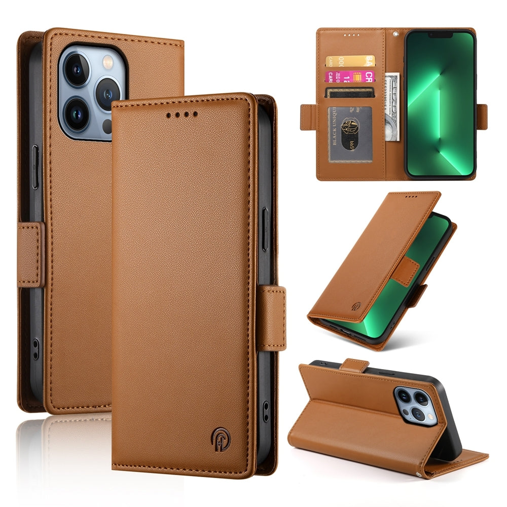 iPhone 13 Pro Magnetic Leather Wallet Case with Card Slots, Stand Function & Full Protection
