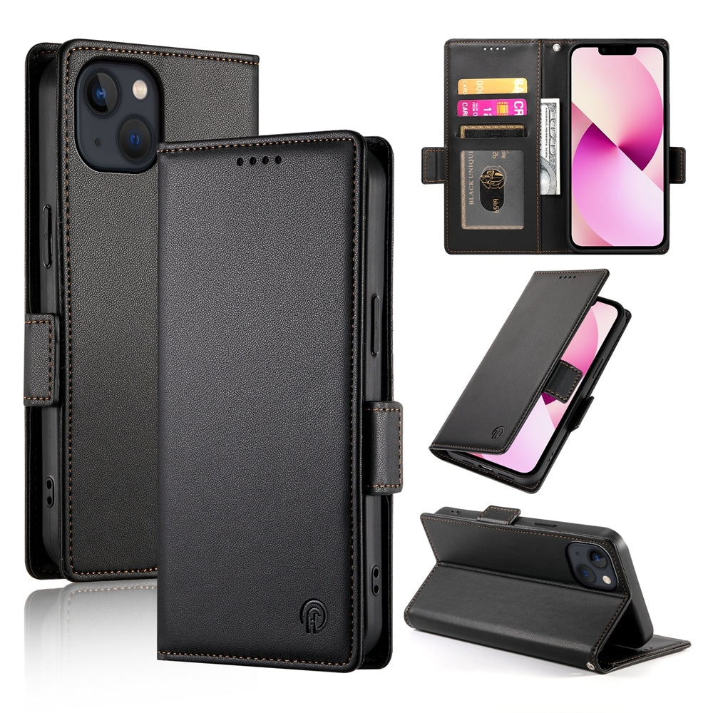 iPhone 13 Magnetic Leather Wallet Case with Card Slots, Stand Function & Full Protection